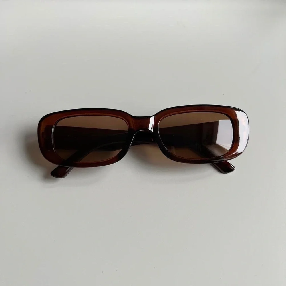 unique retro vintage style brown “tea” rectangle square sunglasses